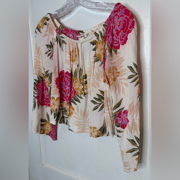 Billabong Floral Print Light it Up Off The Shoulder Top Crepe Boho Sz S - Picture 4 of 10